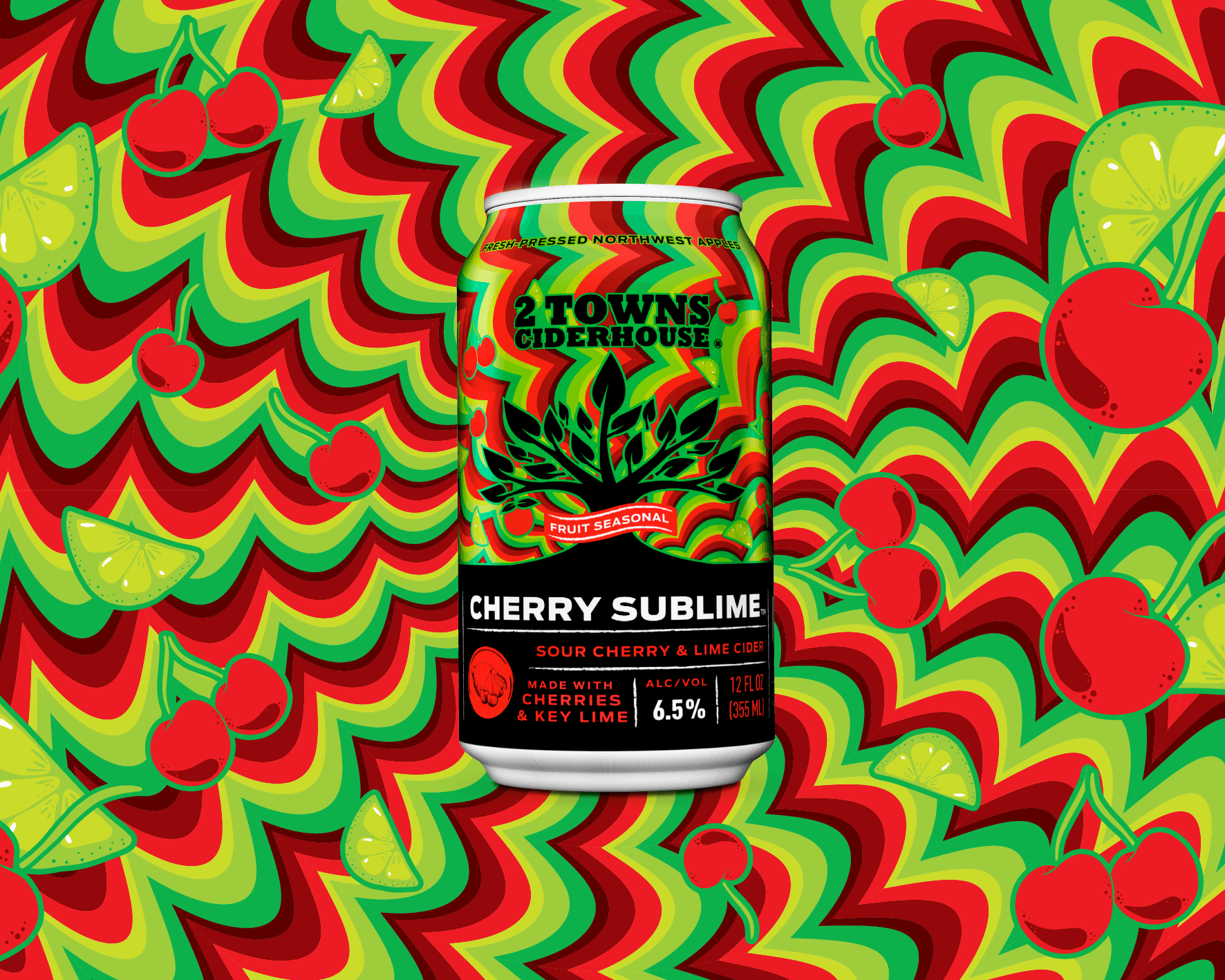 Cherry Sublime can with trippy background